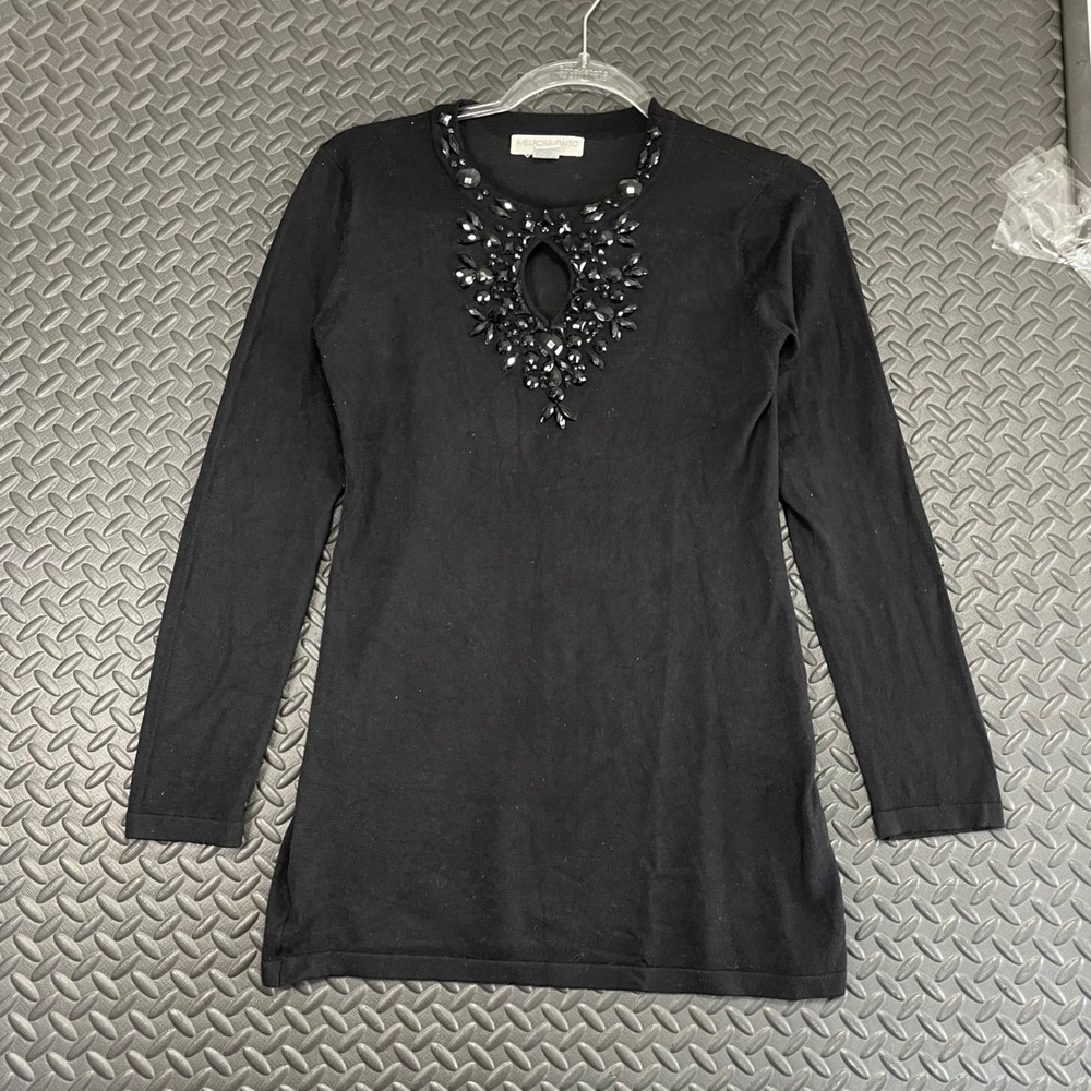 Melrose Chic New York‎ Black Gem Long Sleeve Blouse Top Women's Fashion Size S